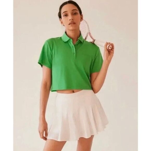 NWT Outdoor Voices Birdie Kelly Green Cropped Polo Women's XXS - Picture 1 of 10